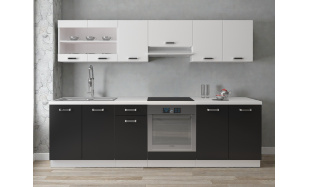 Moderní kuchynská linka Sponge 260cm, bílá/černá 