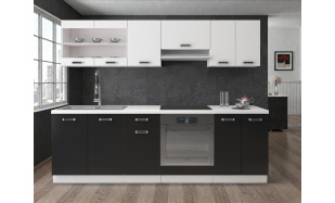 Moderní kuchynská linka Sponge 240cm, bílá/černá 