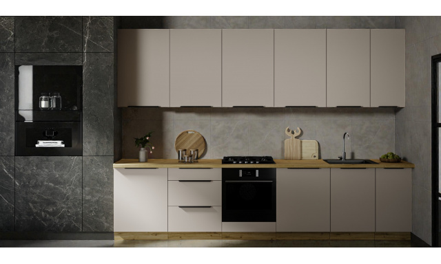 Luxusní kuchyně Zion 330cm, dub artisan/cashmere