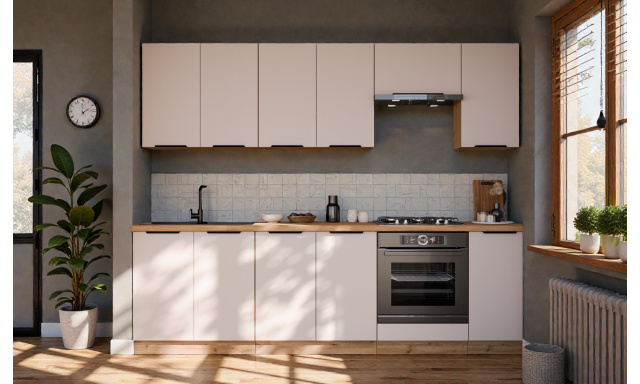 Luxusní kuchyně Zion 260cm, dub artisan/cashmere