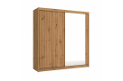Moderní šatní skřín Flores 203cm, dub wotan + zrcadlo