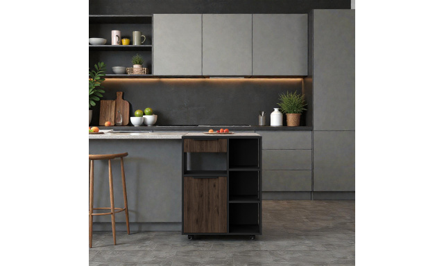 Kredenc Spring 80cm nízký, ořech/černá