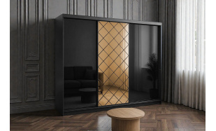 Luxusní šatní skřín Zidane 250cm, černý lesk