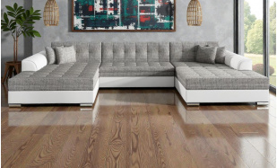 Velká sedačku ve tvaru U Salima, bílá/šedá