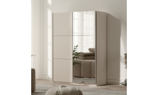 Šatní skříň VISTO s posuvnými dveřmi, 2 dveřmi a zrcadlem