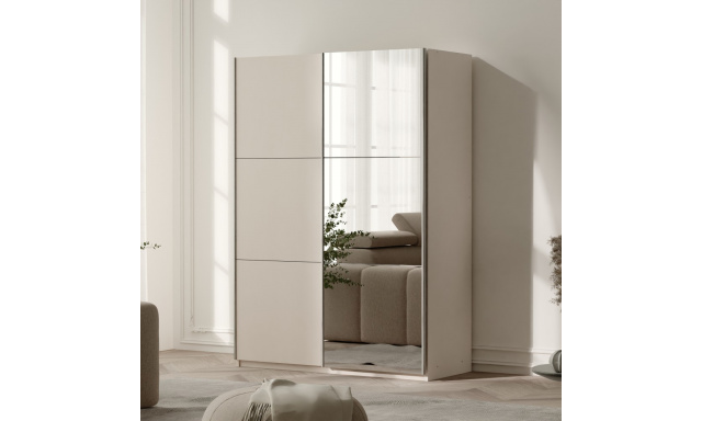 Šatní skříň VISTO s posuvnými dveřmi, 2 dveřmi a zrcadlem