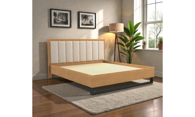 Kvalitní postel z masivu Desira 160x200cm, dub/béžová