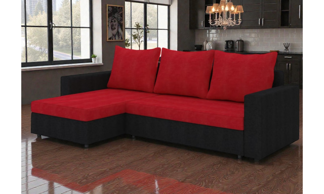 Moderní rohová sedačka Horde, černá/červená
