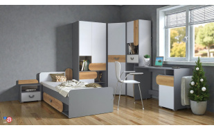 Dětský pokoj Beste (vzorová sestava B), dub nash/bílá