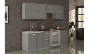 Moderní kuchynská linka Gaston 180/240cm, šedý lesk
