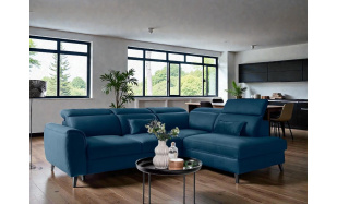 Luxusní rohová sedačka s rozkladem Bari, tmavě modrá