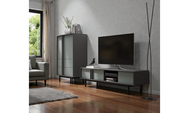 Nadčasový bytový nábytek Estera sestava C, šedá/aloe