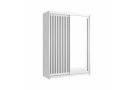 Moderní šatní skřín Flores 150cm, bílá + šedá + zrcadlo