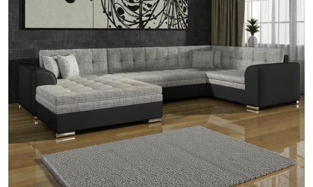 Rohová sedačka ve tvaru U Verizon, černá/šedá