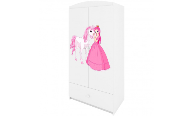 Dětská šatní skříň PAUL 90 cm s princeznou a koněm