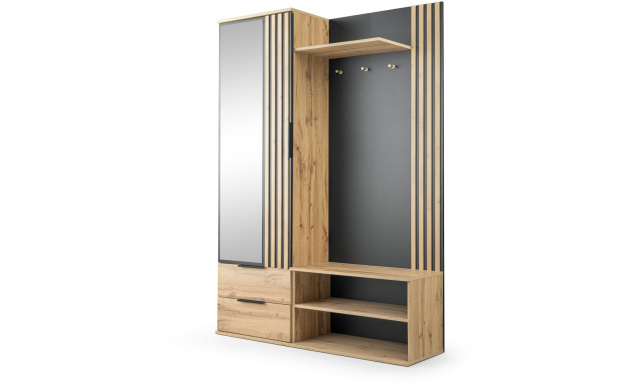 Šatní skříň se zrcadlem a 2 zásuvkami LUNO