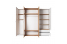 Šatní skřín Sandra, bílá/dub craft zlatý 