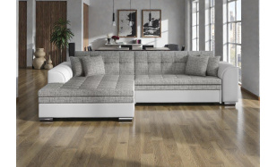 Rozkládací rohová sedačka Soprano, bílá/šedá