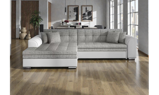 Rozkládací rohová sedačka Soprano, bílá/šedá