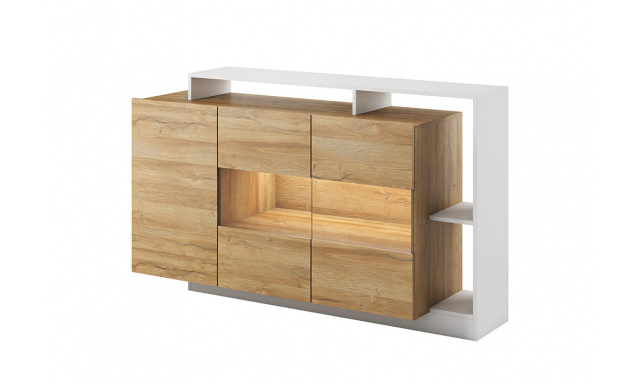 Komoda Viola, bílá/dub grandson