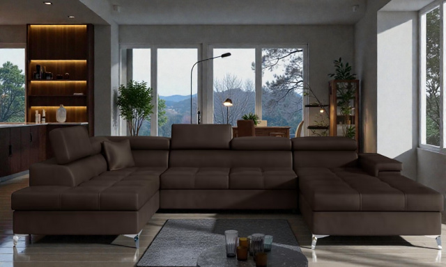 Luxusní rohová sedačka Bamako, hnědá 