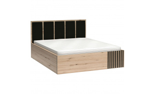 Manželská postel s úložným boxem a kovovým rámem CAYA