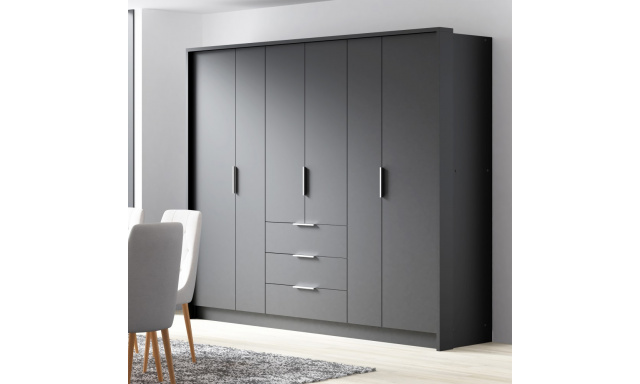 Šatní skříň se 6 dveřmi a 3 zásuvkami BOMBAY