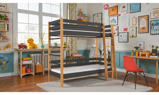 Poschodová postel Zenda, černá 