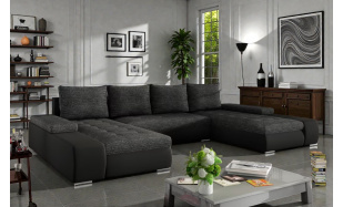 Velká sedačka ve tvaru U Moscon, černá/tmavě šedá