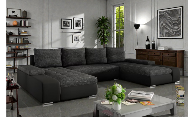 Velká sedačka ve tvaru U Moscon, černá/tmavě šedá