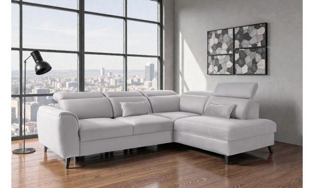 Luxusní rohová sedačka s rozkladem Bari, šedá