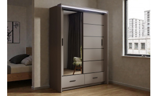 Moderní šatní skřín Rendon 153cm, jívová + LED podsvícení 