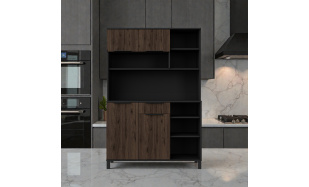 Kredenc Spring 120cm, ořech/černá