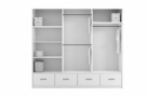 Kvalitní šatní skřín Santorini 253cm, bílý lesk + LED PODSVÍCENÍ