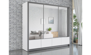 Kvalitní šatní skřín Limone 254cm, bílá 