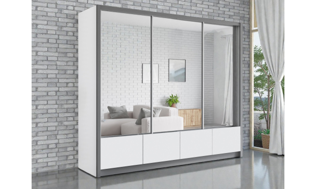 Kvalitní šatní skřín Limone 254cm, bílá 