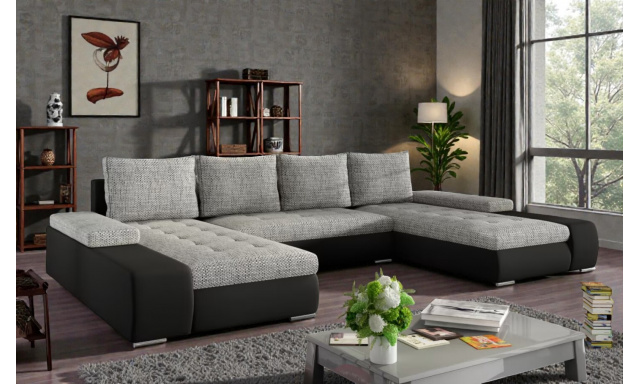 Velká sedačka ve tvaru U Moscon, černá/světle šedá