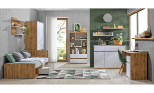 Moderní studentský pokoj Barlo (vzorová sestava C), wotan/bílá