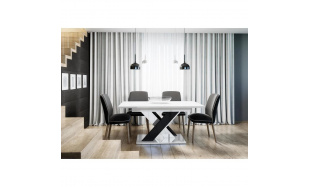 Jídelní rozkládací stůl BRONX 140-180x80 cm bílá + černá