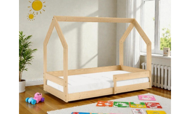 Postel ve tvaru domečku Adrian 160x80cm, borovice přírodní