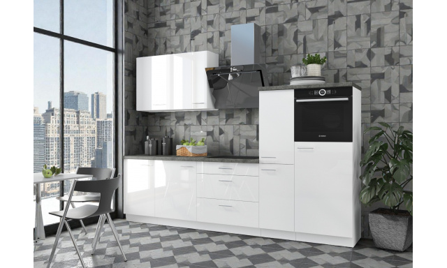 Luxusní kuchyně Adamelo 250cm, bílý lesk 