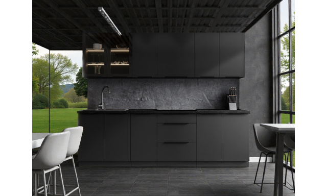 Luxusní kuchyně Dolores 260cm B, černý mat 
