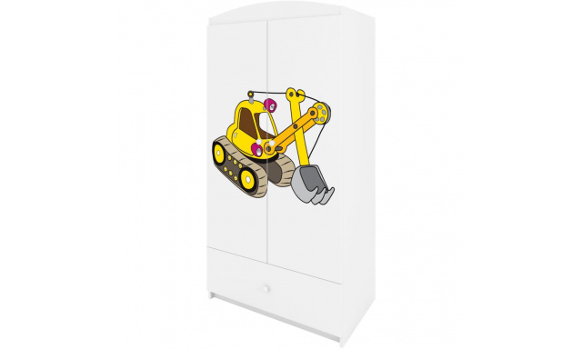 Dětská šatní skříň PAUL 90 cm s bagrem