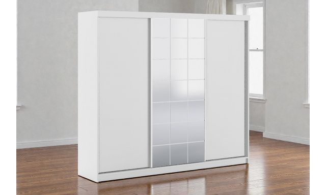 Moderní šatní skřín Cinema 250cm, bílá 