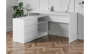 Rohový PC stůl Tarako, bílý 