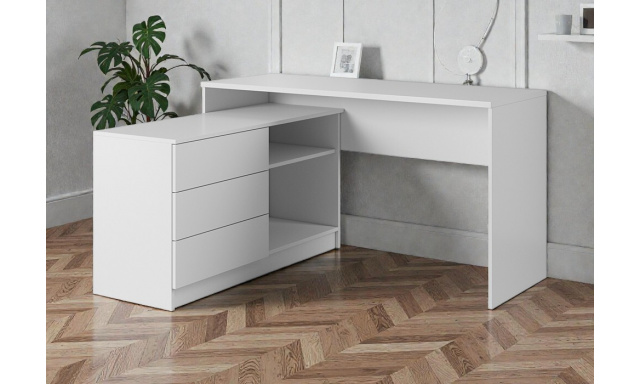 Rohový PC stůl Tarako, bílý 