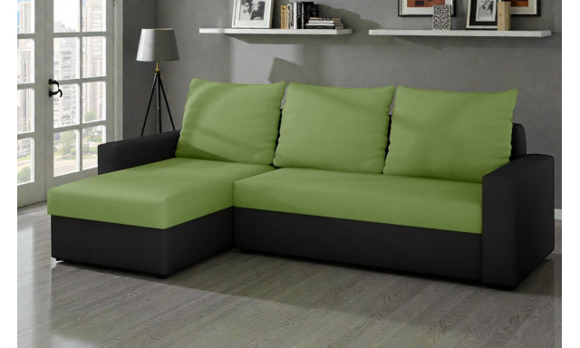 Moderní rohová sedačka Horde, černá/zelená