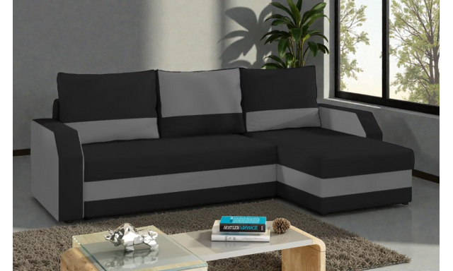 Moderní rohová sedačka Antonio, černá/šedá