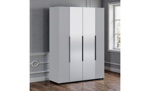 Moderní šatní skříň Tara 160cm, šedá + zrcadlo