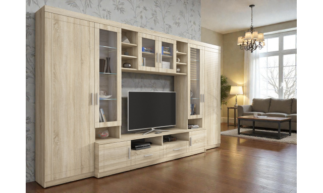 Stylová obývací stěna Dante, dub sonoma